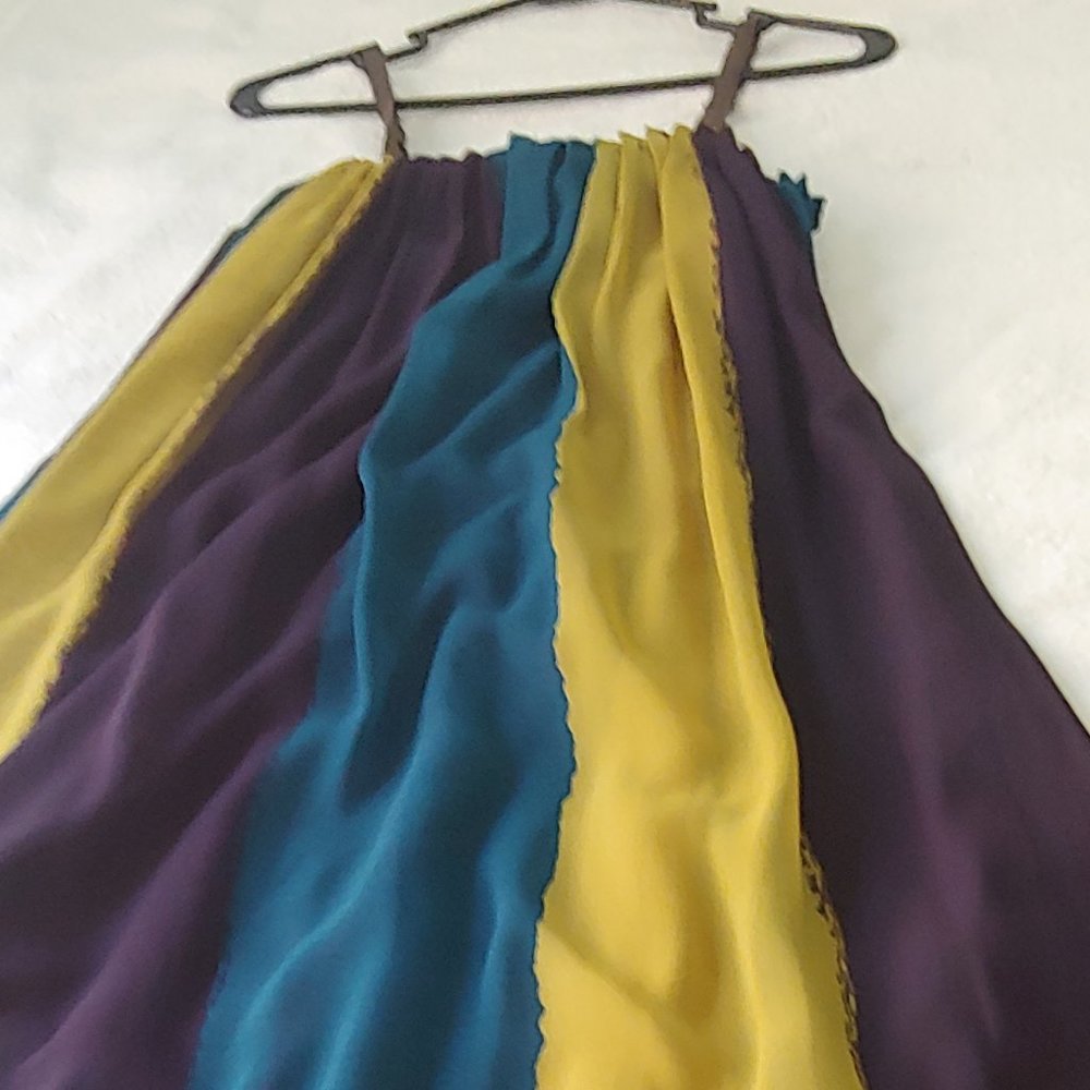 Stripe chiffon maxi dress, spaghetti strap, size M